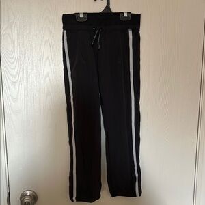 Ivivva Black Cropped Track Pants with White Stripes